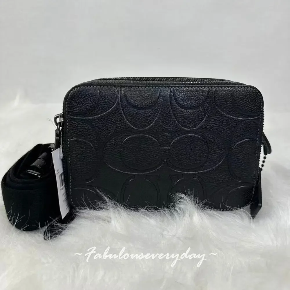 Coach Men's Charter Crossbody Bag 19 In Maxi Signature Leather/Black CBG19 NWT